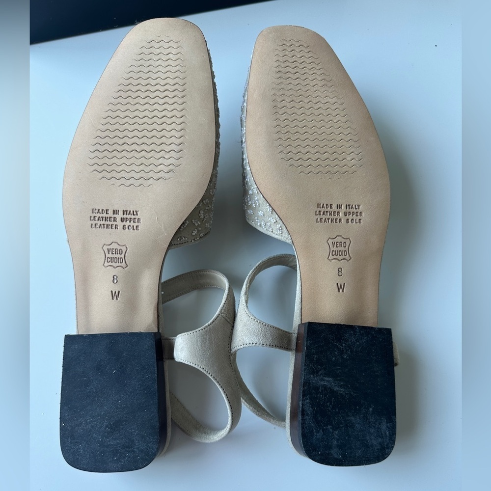 NEW Vintage Talbots Champagne Pia Beaded Leather Vero Cucio Flats Women’s 8 Box - Picture 5 of 9